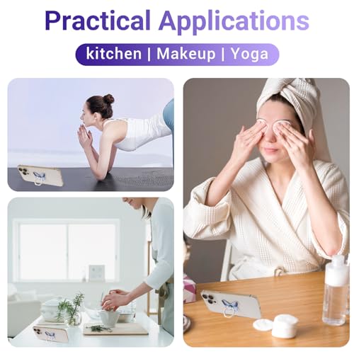 3 stuks mobiel Telefoon Ring Stand, Leuke vlinder geschilderd patroon, metalen vingerstandaard, 360 graden rotatie, Ring houder Grip met knoop Loop Compatibel met alle smartphones 5