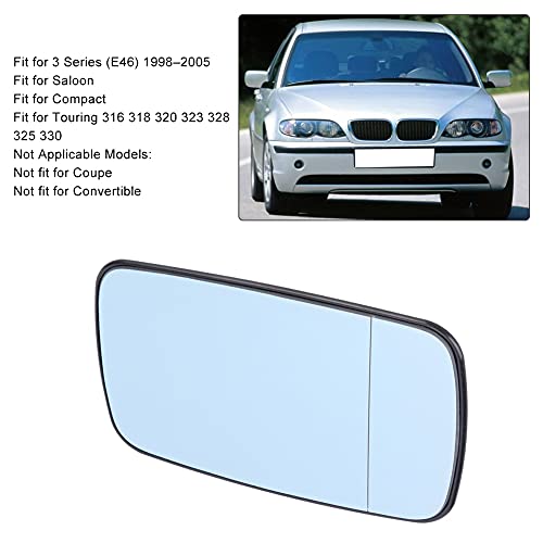 Car Side Mirror Glas, Rechts Blauw Verwarmd Wing Deur Spiegel Glas Fit voor 3 Series (E46) 1998 3