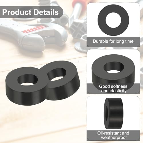 Multifunctionele rubberen afstandhouders, 50 stuks, 0,5 x 0,4 Inch Od x 0,5 Inch T Anti-Vibratie Isolatie Pads, Ronde Neopreen Bushings, Rubber isolatieschijven voor Hvac Bolts, Accessoires 3