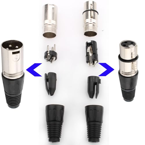 4 x XLR Solder Connectors 3-Pin, XLR Plug/Socket, Microfoon Kabelplug, Microfoon Audio Jack + Vrouw voor 3-Pin XLR Paneelaankoppelen 3