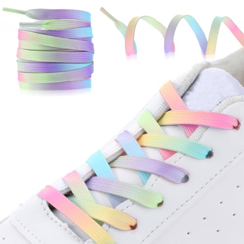 8 Stuks 120 cm Rainbow Laces, Kleurrijke Flat voor Trainers, Regenboog Gradient Laces voor Sneakers Running Shoes Sportschoenen