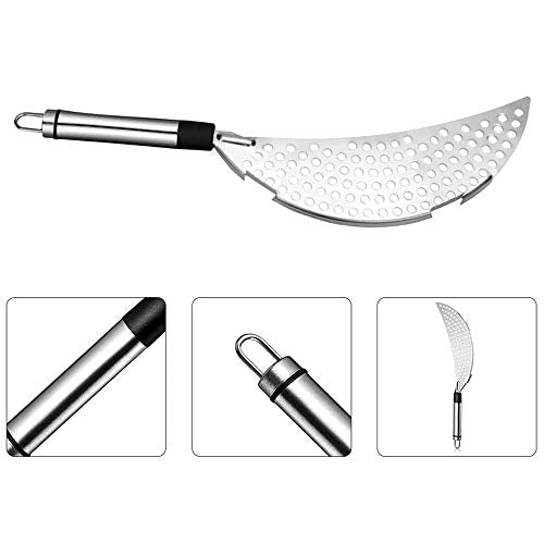 Pan Stainless Steel Crescent Keukenvergiet met handvat Heavy Duty Fit De meeste potten en pannen 3