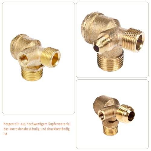 Controleer Valve Compressor Check Valve 3 Way Air Compressor Valve voor Direct Air Compressor (Male, 1/2" x3/8" x1/8") 5