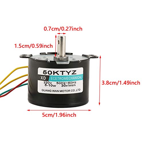 50KTYZ Permanente Magneet Synchroon Motor CW/CCW Low Speed Hoge Torque Elektrische Motor AC 220V 6-10W Miniatuur (30RPM)