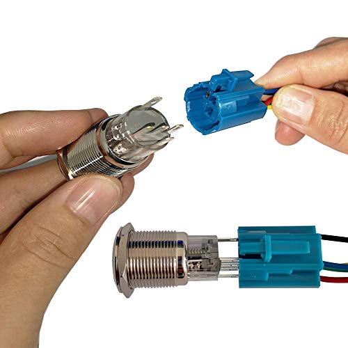 LED verlichte drukknop, zelfvergrendelende drukknop, IP67 LED-knop, LED-duwknop voor auto met 23cm kabelset voor 19mm 3/4 inch bevestigingsgat, 12V-vermogen (rood) 4