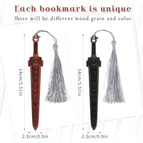2 stuks Zwaardvorm Houten bladwijzers, creatieve vintage stijl bladwijzer, handgemaakte Reading Page Markers, hout bladwijzers voor mannen ambachten 3