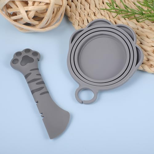 Silicone Universal Can Lid Cat Food met Lepel, Feed Cat Cat Lepel Cat Food voor kattenvoer, Can Lid voor blikken voor Pet Food Boxes, deksel Gift (B) 5