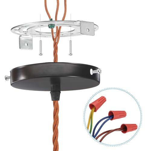 Universele montagekit voor lamp 130mm (5,12 inch), 2 sets Ronde Plafondplaat met verlichte kruisstang met schroef voor wandlamp, hanglamp 4