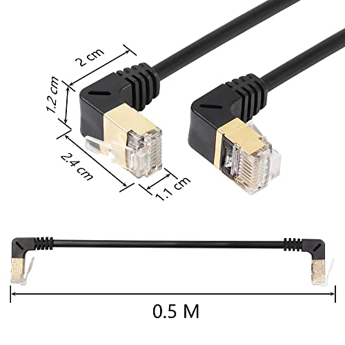 RJ45 Cat8 Ethernetkabel, 90 graden stekker aan plug, Cat8, Fast Network Cable, 40 Gbit/s, 2000 MHz, SFTP Patch Kabel voor Router Modem Server (UP to Down) 3