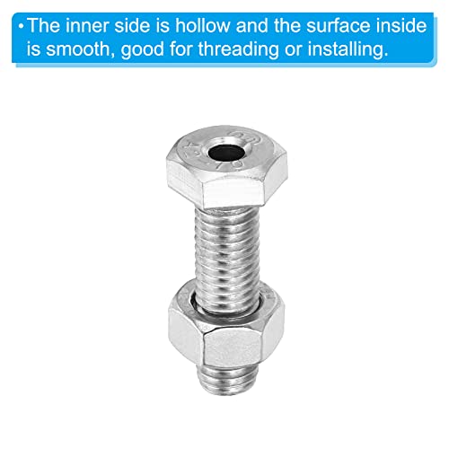 2 Set M10 x 35mm Holle buitenkant Zeshoek Schroef Cilindrische Lamp Schroeven met schroefdraad door gaten Schroef met Noot 304 Roestvrij staal 5