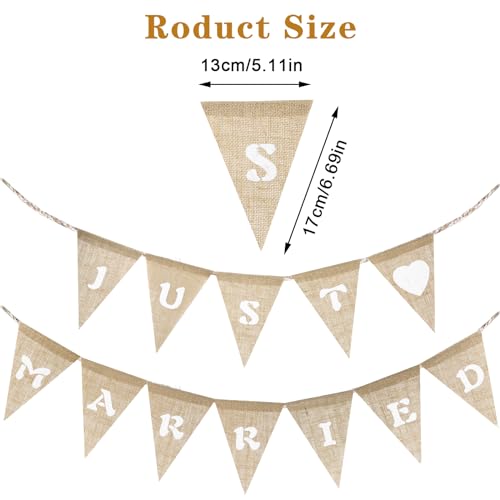 Getrouwd. Jute Jewel Banner met zakdoek Vintage Banner voor bruiloft voorstel bruidsdouche engagement partij auto foto rekwisieten decoratie 5