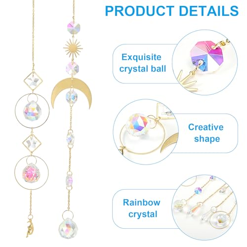 Crystal Sun Catcher, 1 set hangende kleurrijke kristal prisma met ketting voor Windows Decor Rainbow Patio Garden 3