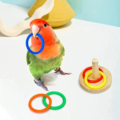 Zee 4 st. Parrot Chew Bird Baubles Ring Basketbal Hoop Skateboard Set voor Parakeets Cockatiels Parakeets, Bird To-y Accessoires 4