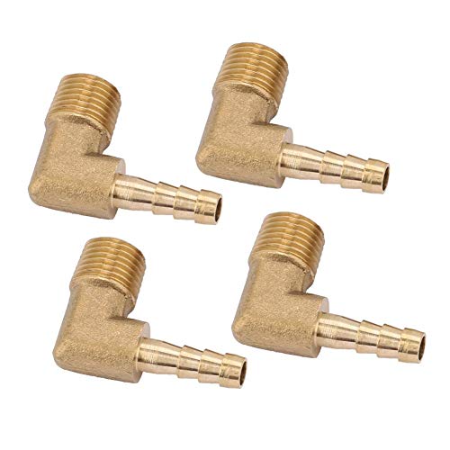 4 st. Tuyau de Coude Barb Raccord Tuyau de Barb Tuyau de Coude de Filetage Mâle en Laiton G1/4" (G1/4" 6mm) 3