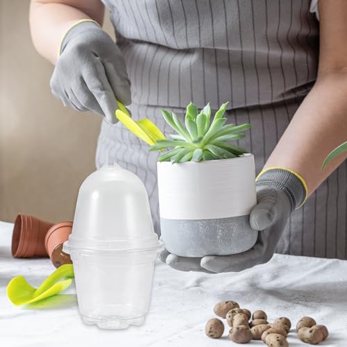 Verpleegkundige potten met vochtige koepel, 15 sets 7,5cm Plastic Tuin Pot Planten Container Cups Plant Starter Potten met afvoergaten, Transparant 4