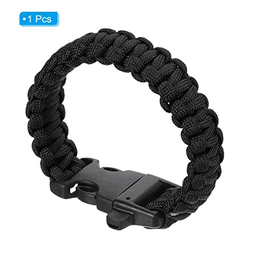 Survival Paracord Armbanden, Gevlochten Parachute Armband met Plastic Buckle Party Favors Camping Cadeaus Outdoor Wraps voor Mannen, Zwart 3
