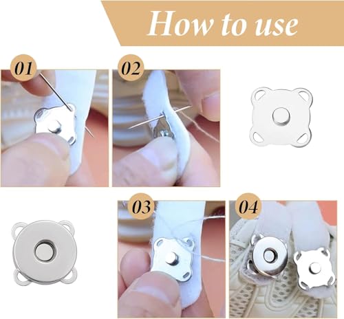 Magnetische sluiting 12 stuks Zilveren magnetische knoppen voor het naaien, 14 mm Plum magnetische knoppen, duurzame magnetische knoppen voor DIY naaien ambachten zakken Naaien ambachten kleding 5