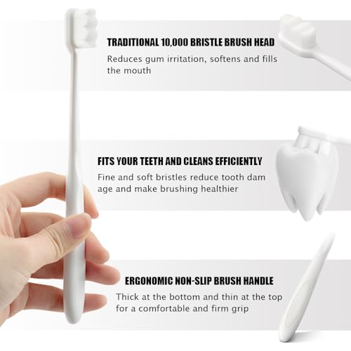 8st Zachte borstel tandenborstel, handtandenborstel met 10000 borsteltjes, extra zachte tandenborstel voor gevoelige borsteltjes, Micro Nano handmatige tandenborstel Soft Bristles 4