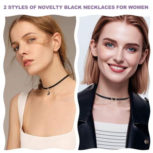 dames 2 stukken hart maan ketting Faux lederen verstelbare ketting voor vrouwen meisjes Faux lederen no edelsteen, Faux leder, geen edelsteen