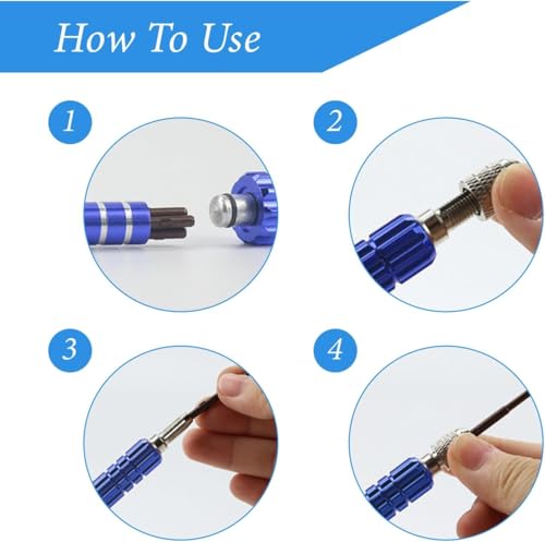 Minischroevendraaier Set blauwe kleine Mini Schroevendraaier met 5 schroevendraaiers, draagbare schroevendraaier glazen voor reparatie glazen laptops sieraden 5