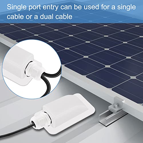 2PCS Solar Cable Entry Gland Single Port Waterdicht Case Cable Tray IP68 voor Camperboten, Solar Panel Bedrading Montage Hackets voor Motorhome Campers Caravans, Wit 3