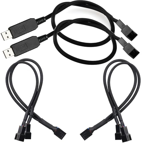 2sts 5V Step-Up12V Ventilatorkabel, 4Pin/3-Pin, USB tot 12V, 4-Pin Housing Cable, 12V PC Ventilator, Power Cable + 2 stuks 4Pin/3-Pin Housing Fan, Splitter