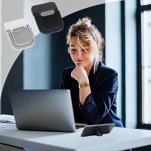 4 stuks Laptopstandaard, Mini houder voor onzichtbare laptops met antislip siliconen voor bureautoetsenbord (zwart + zilver) 5
