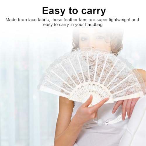 Verpakking van 2 Lace Tassel Ventilator zwart wit Vouwhand Ventilator met hanger voor ballen, partijen, seminars, bruiloften 4