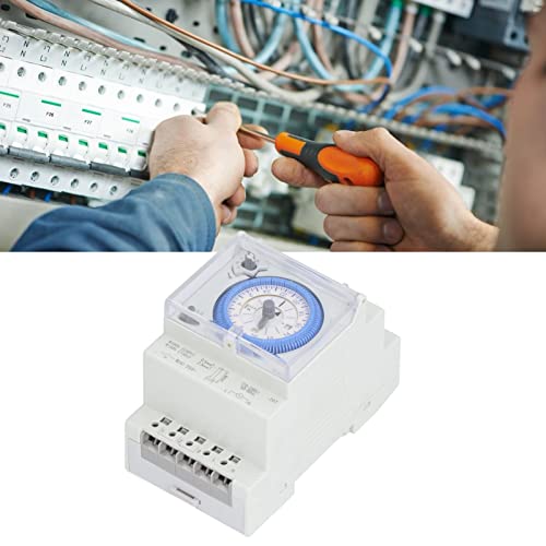 Mechanische tijdschakelaar, 24-uurs mechanische tijdschakelaar DIN Rail met stroomreserve, eenvoudige en snelle instelling, geheugenfunctie, tijdschakelaars