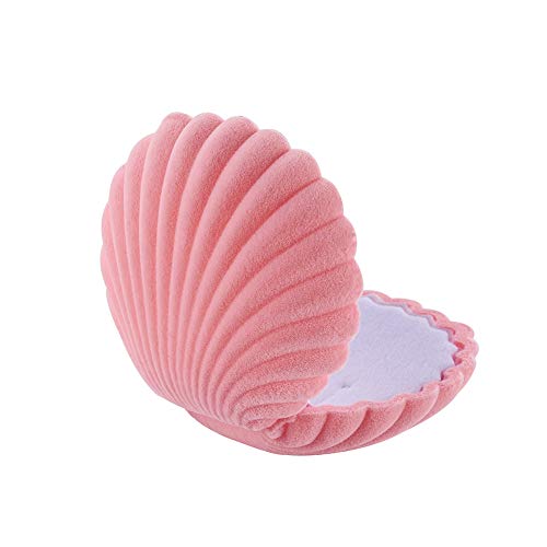 1st Velvet Shell Boxes Ring Box Pink Velvet Gift Box Shell Shape Velvet Ketting Present Box met voor Ring Display oorbellen sieraden opslag, 5.3x5.8x2.8cm