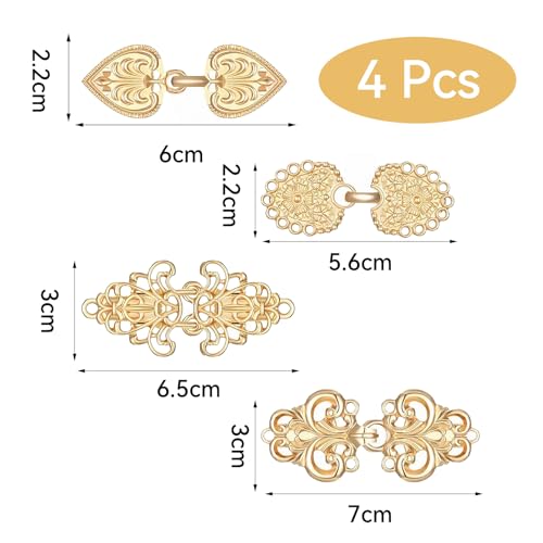 4 Pieces Kleding Clips Vintage Cardigan Clip Metal Knit Brooch Gold voor kleding Pullover Swirl Clip Gold Vintage Sjaal Collar Sluiting Dress Shirt Button Clip voor meisjes Vrouwen