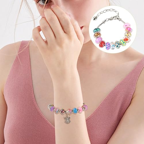 Europese armbanden maken kits rondelle hars groot gat kralen met roodvrij stalen armbanden patroon rondelle Europese spacer kralen bulk voor meisjes vrouwen doe-het-zelf armband sieraden 3