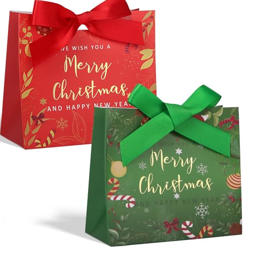 24 geschenkdoosjes voor Kerstmis, van groen en rood papier met strik, Merry Christmas Nieuwjaar, cadeau, bonbonnière, lekkerheid voor Kerstmis, bak (groen + rood)