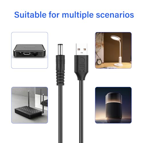 USB naar DC 5.5 x 2.1mm Power Cord 5V 3A 10ft, 2sts 5.5mm Barrel Book Charging Kabel voor Surveillance Camera / LED Light/Router/Set Top Box, Pure Koper Core Stable 5V Direct door ontwerp 4
