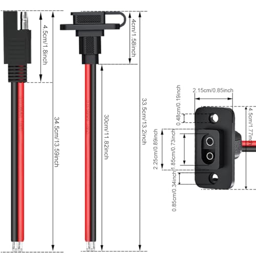 SAE Power Socket Sidewall Port Rechthoekig SAE Quick Coupler Cabling Adapter Plug Extension Cable SAE 10AWG voor Solar Panel Motorhome Motorcycle Generator Battery Charger