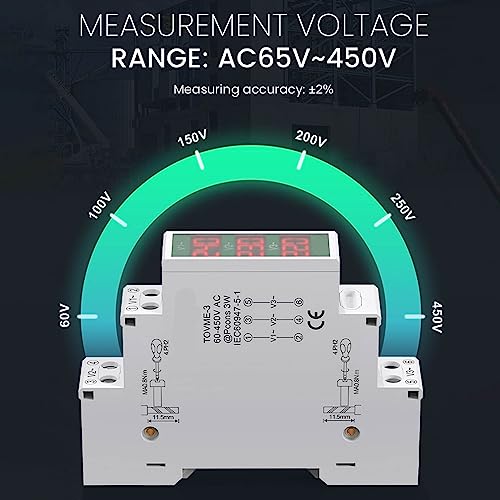 3 Fase AC Voltmeter 60-450V LCD Digitale spanningsmeter elektrische stroommeter DIN Spoormontage 5