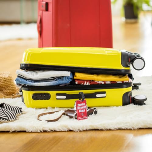 2st Medical Supplies Innerlijke Labels, Driedimensionale Design Medical Device Bagage Tag met informatiekaarten en 2sts Stevige banden voor verschillende reiskoffers of rugzakken 5