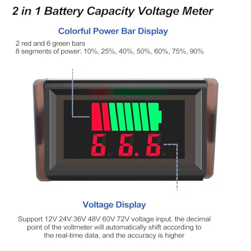2 st. Auto Marine Motorcycle LED Digitale Voltmeter Spanningsmeter Batterijindicator 12V-60V (rood) 4