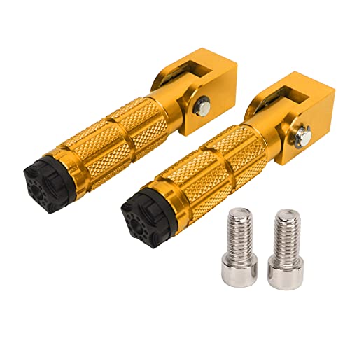 2Pcs Passenger Voet Pegs voor Motorfiets, Opvouwbare voet Pedal M8 Non-slip Aluminium voetsteun Universeel voor het fietsen van ATV UTV Go Kart (Goud)