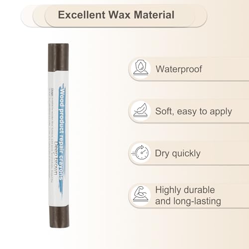 Meubel Reparatie krijtjes, 4 stuks Wax Wood Filler Sticks Houten Waskrijtjes voor Krabbel houten vloer gaten Tafels, Donker Bruin 3
