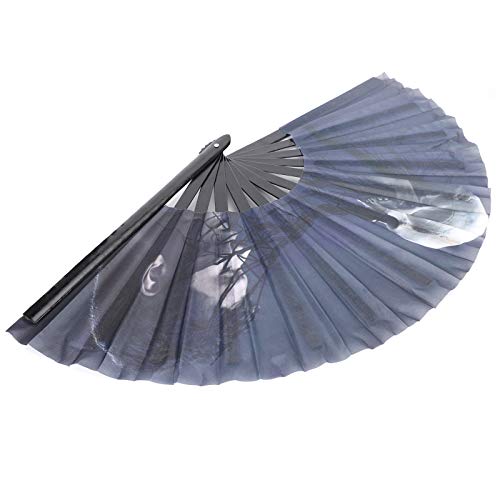 Zwarte schedel opvouwbare waaier Bamboe Kung Fu Fan voor Festival Decoratie Cadeaus met Opbergzak Professionele Accessoires voor gebruik 4