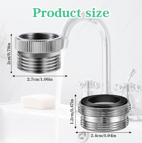 Metalen Faucet Adapter, Faucet Adapter, Waterkraan Adapter Set voor het aansluiten van tuinslang, (2×2.8cm, 1.2×2.2cm) Tap Adapter voor Keuken, Badkamer, Aanrecht