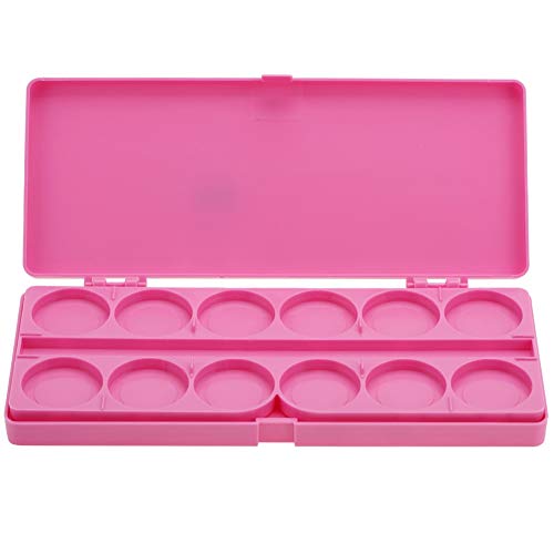 Verf Palet Kleur Mixing Case, 24 Grids Nail Art Painting Aquarelpigment Manicure Drawing Tray, 7.4 * 3 * 0,8 Inch (Rose Red)