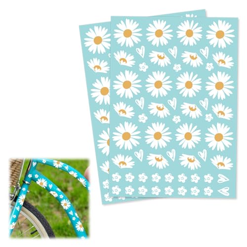 2 Pack Daisy Fiets Stickers 29 x 21 cm Fiets Sticker Frame voor Fiets Laptop Auto Motorfiets Mobiele telefoon Notebook Outdoor Waterdichte Stickers