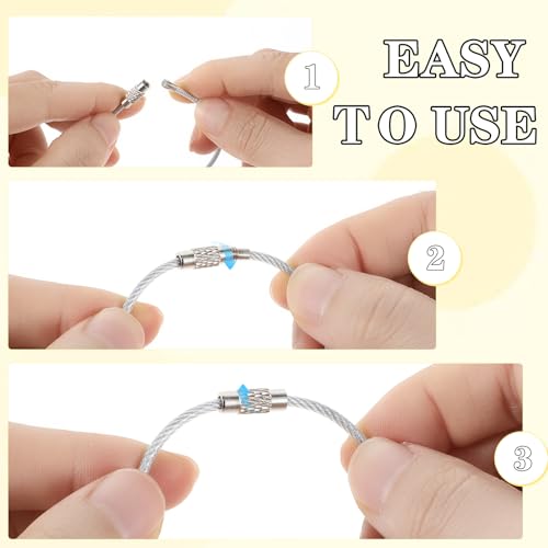 25 stuks draad sleutelhangers, 15cm kabelsleutelhanger, Sleutel Ringen roestvrij staal Sleutelring Grote sleutelhanger metalen ring voor wandelen zwaar verbonden bagage label wandelen Bagage Tag 5