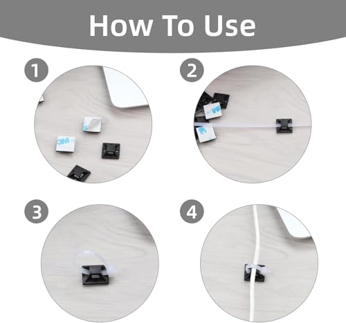 Verpakking van 100 Zelfklevende Base voor kabelbanden, zwarte kabelbanden, Zelfklevende basishouder, Kabelbandhouder, Zelf-Adhesive, 20 x 20mm Kleefkussens, Kabelbanden, Schroefbasis Zelfklevend voor thuis 4