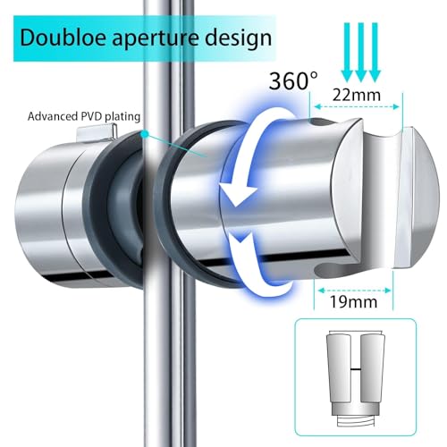 Universele hand douchehouder, verstelbare douchehouder, 360° draaibaar, douchehouder voor schuifbalk, 19-25 mm buitendiameter ABS Plastic, Chrome-verguld 4