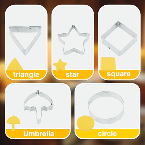 5 st Roestvrij staal Cookie vormen, Koreaanse suiker snoep gereedschap met ronde ster driehoek Paraplu Vierkante Vormen Bakgereedschap voor thuis keuken DIY Desserts Party Spel Kit 3