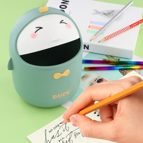 Mini Bureau prullenbak met Lid, Kleine badkamer Tafel prullenbak, Portable Cute Cartoon Style Prullenbak, Kinderen Kantoor prullenbak, Plastic Make-up Prullenbak 3