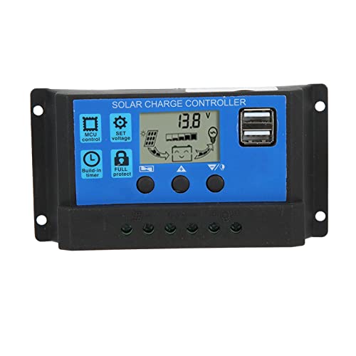 30A Solar Charge Controller, Controller met dubbele USB uitgang voor 12V/24V Zonnepanelen, High-tech LCD display voor eenvoudige bediening